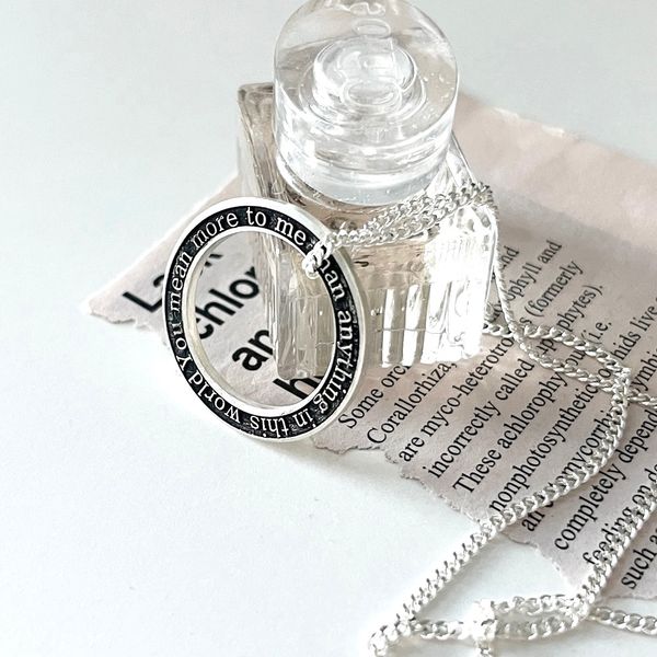 Silver 925 all 3D engraved men&#39;s and women&#39;s couple friendship lettering engraved silver necklace