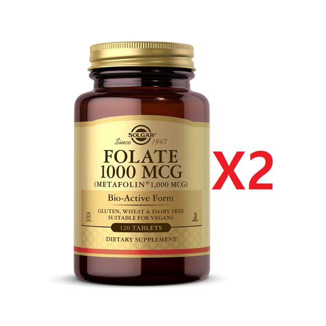 Solgar Folate Folic Acid 1000mcg 120 Tablets 2 EA Active Folic Acid Active Folic Acid