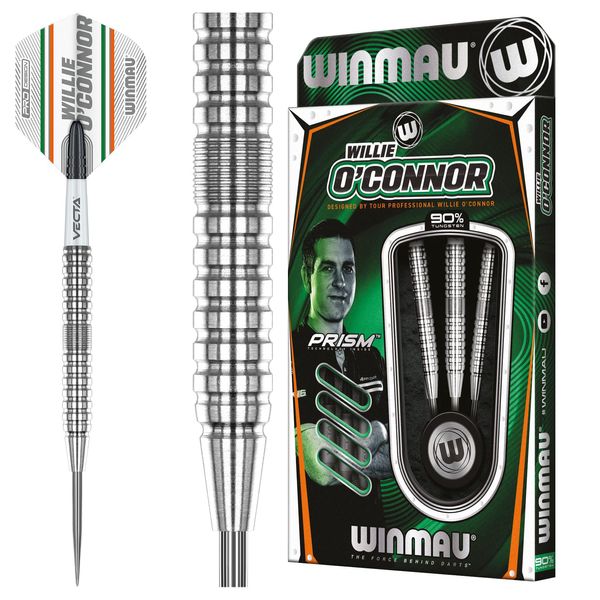 WINMAU Willie O'Connor The Magpie 23 Gram Professional Tungsten Darts Set with Flights and Stems (Shafts)