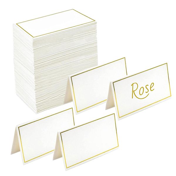 UxradG 50PCS Wedding Place Cards for Table Setting, Blank Table Name Cards, Gold Table Place Seat Cards for Birthday, Banquet, Events, Reserved Seating(Gold Edge)