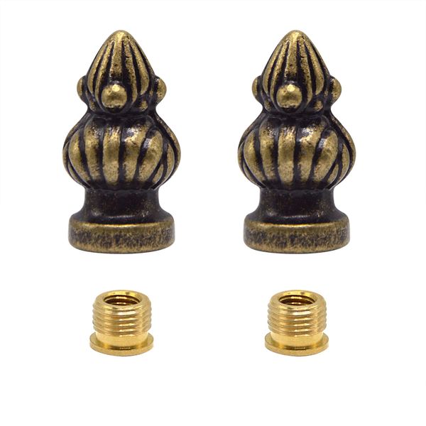 ECUDIS 1-3/8 Inches Lamp Finial Cap Knob Lamp Decoration for Lamp Shade (Antique Brass, Pack of 2)