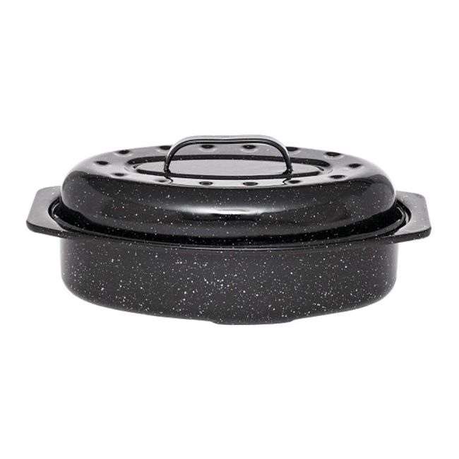 Granite Ware 3 Piece Multiuse Set (Speckled Black) Enamelware Bake, Broiler  Pan and Grill - With Rack . Suitable for Oven, direct on Fire. 