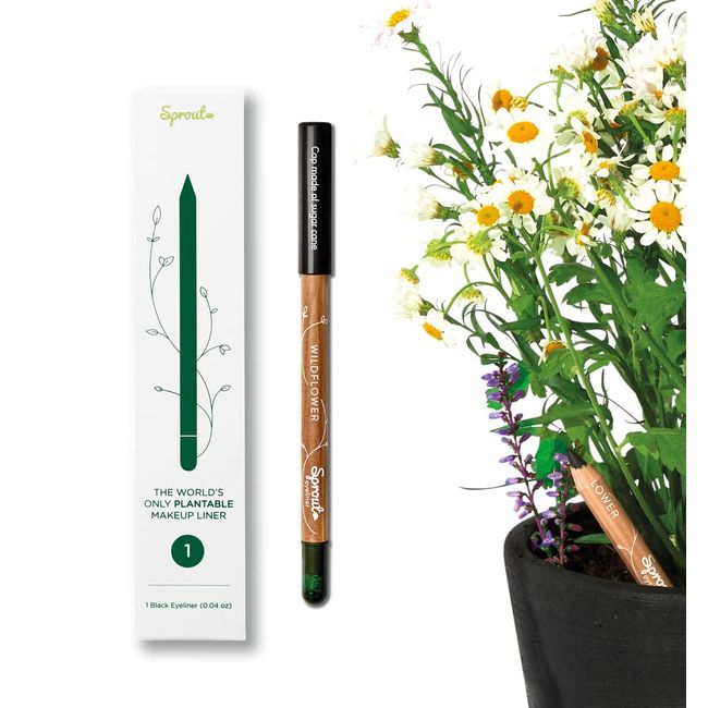 Sprout Waterproof Eyeliner | Smooth & Soft | Vegan Formula | Plantable Eyeliner Pencil with Wildflower Seeds | Makeup Gift | Black