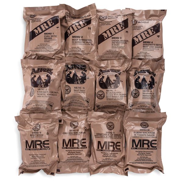 2021 MREs (Meals Ready-to-Eat) Genuine U.S. Military Surplus Assorted Flavor (4-Pack)