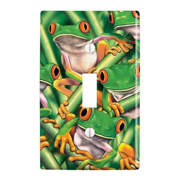 GRAPHICS & MORE Red Eyed Tropical Rainforest Frogs Plastic Wall Decor Toggle Light Switch Plate Cover