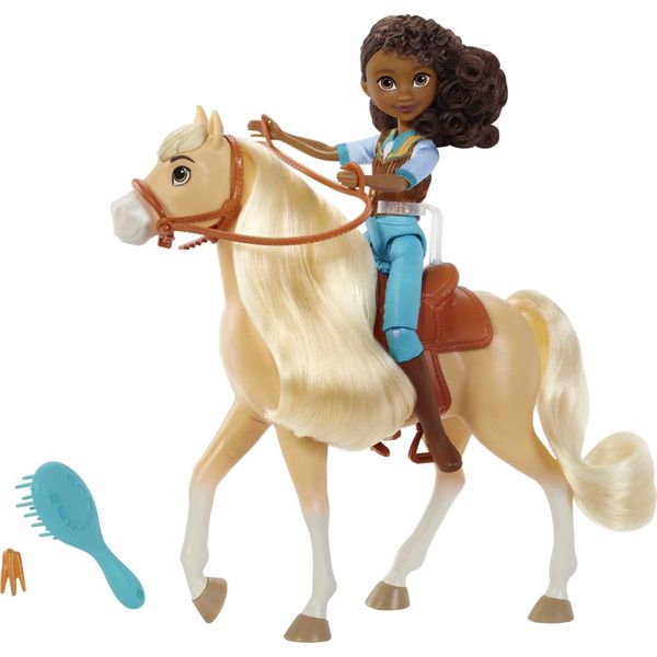 Mattel Spirit Untamed Doll & Toy Horse Set, 7-inch Pru Small Doll with 7 Movable Joints, Chica Linda (8-inch) with Soft Mane & Tail & Accessories