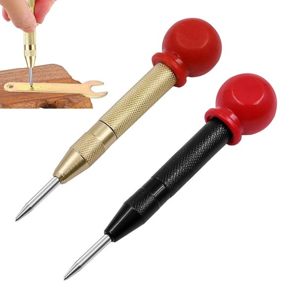 Automatik Körner 2 Stück Automatic Center Punch Automatischer Körner Center Hole Punch Mit Kissen Kappe Zentrierstempel Für Edelstahl Metall Holz Oder Kunststoff Gold Schwarz 130mm