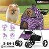 3-in-1 Pet Stroller 4 Wheels,Foldable Dog Stroller w/Cup Holder&Storage Basket
