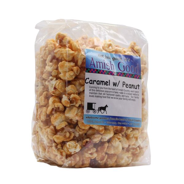 Amish Good Premium Caramel Popcorn with Peanuts * Real Butter and Coconut Oil in 12 oz Bag