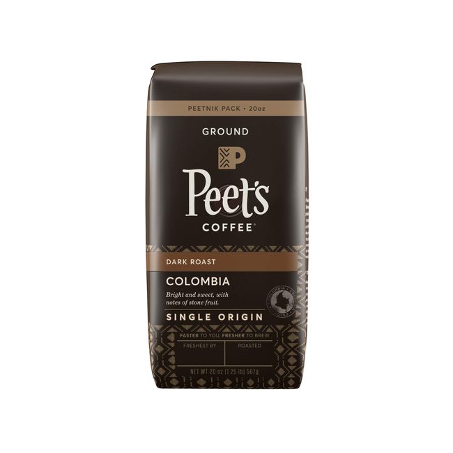 Peet's Coffee Single Origin Colombia, Dark Roast Ground Coffee, 20 Ounce Peetnik Pack
