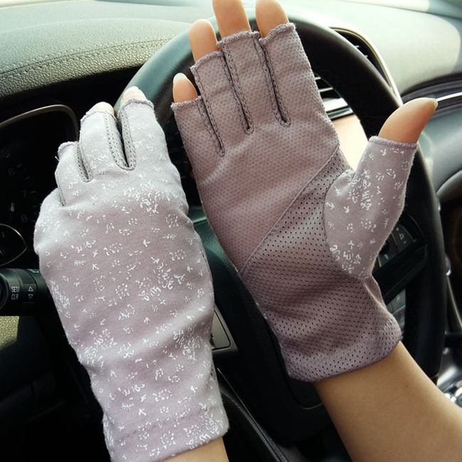 Damen Sommer Kurz Halbe Fingerhandschuhe Dünn Baumwolle Halbfinger Handschuhe UV Schutz Handgelenk Fahrradhandschuhe Kühlung Atmungsaktiv Handschuhe Sommerhandschuhe für Outdoor Autofahren Radfahren