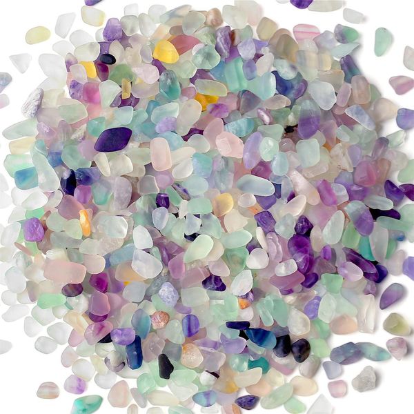 Fluorite Aquarium Gravel Rocks Natural Tumbled Healing Crystal Chips Bulk Gemstones Tumbled Crushed Stones for Fountain Vase Filler Planters Decorative Fish Tank Potted Reiki Energy Balancing 0.44lb