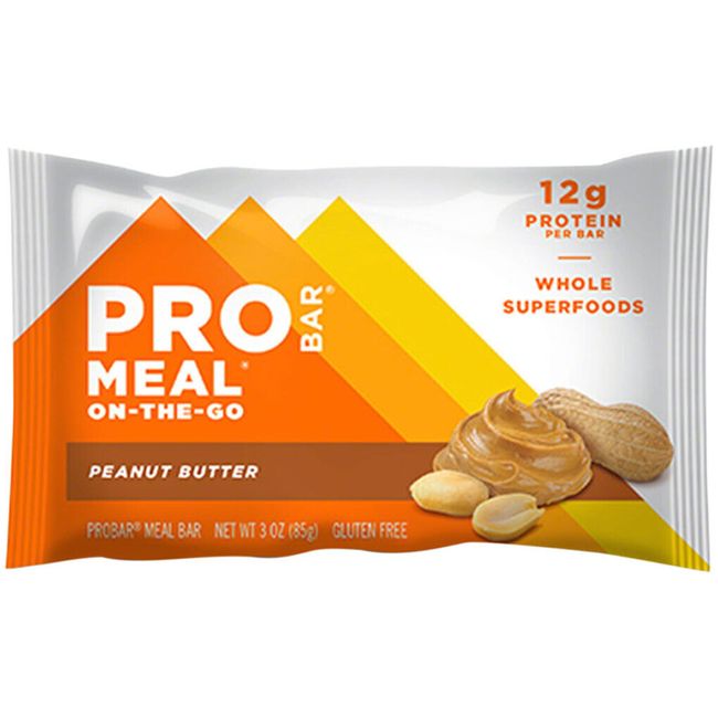 ProBar Meal Bar: Peanut Butter, Box of 12 Vegan Organic Fiber Protein Bars