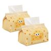 KASESSS 2-Piece Fabric Tissue Box Holder, Cute Tissue Holder, Cheese Pattern, Yellow, Polyurethane