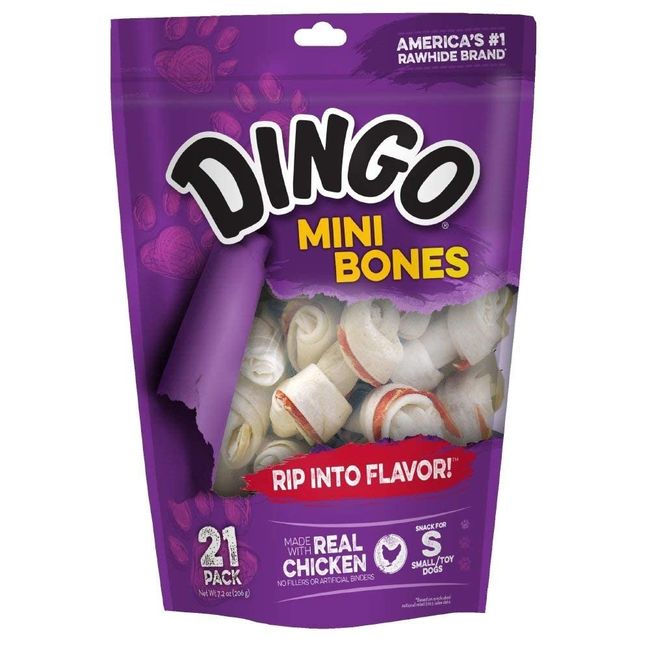 Dingo 156096 Mini Bones for Dogs, Small, Beige,21 Count (Pack of 1)