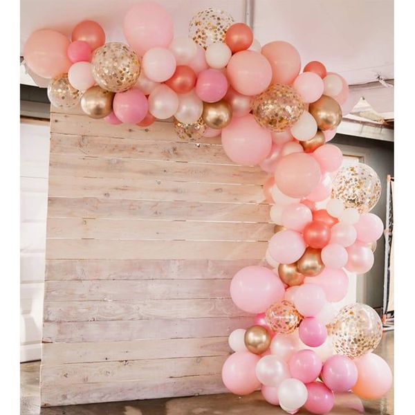 Soonlyn Rose Gold Balloons 140 Pack 12 Inch Gold and Pink Balloons and Pink Confetti Balloons Garland Arch Kit for Bridal Shower Baby Shower Party Decoration