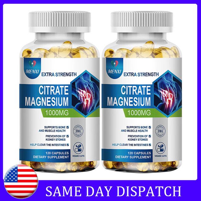 2Pack Magnesium Citrate Capsules 1000mg Per Serving -Highest Potency Capsules