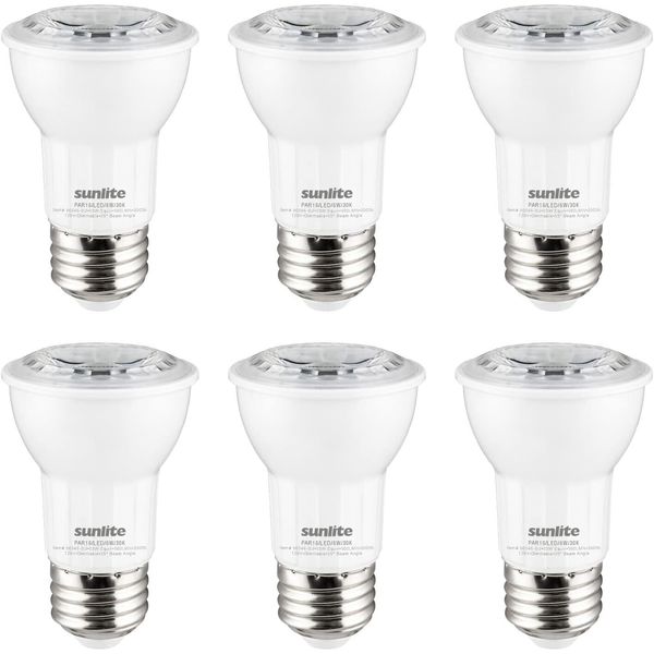 LED PAR16 Reflector Light 6W, 50W, 500LM, E26 Dimmable Floodlight 6 Count, 2700K