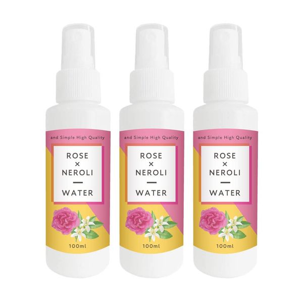 AndSH Rose & Neroli Water 3.4 fl oz (100 ml) x 3 Bottles / Aromatic Distilled Water Plant Derived