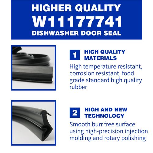 W11177741 Dishwasher Gasket Door Seal,Replacement for Whirlpool KitchenAid Kenmore Dishwashers Door Gasket Replaces W10300924 W10300924V 4843807 W10660528