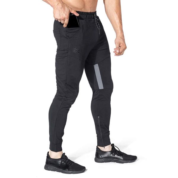 BROKIG Jogginghose Herren Baumwolle Sporthose Joggers Trainingshose Fitness Slim Fit Hose(Schwarz,M)