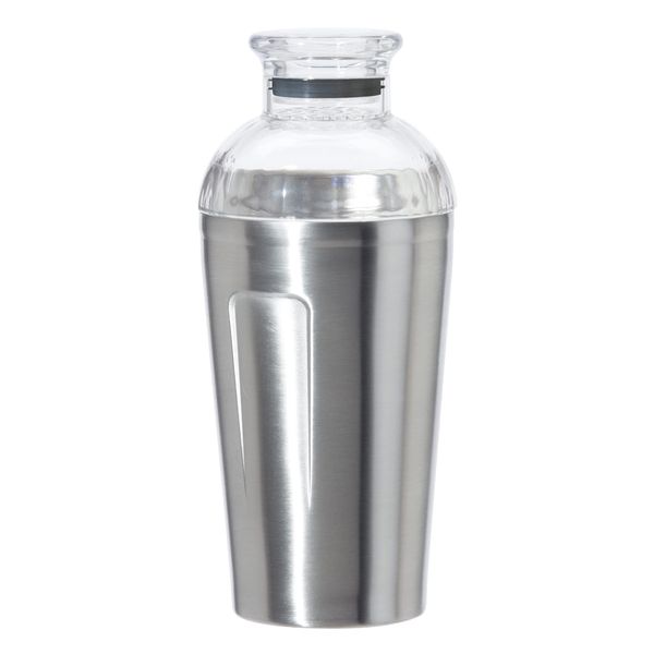 Oggi Groove Insulated Cocktail Shaker-16oz Double Wall Vacuum Insulated Stainless Steel Shaker, Tritan Lid has Built In Strainer, Ideal Cocktail Mixer, Martini Shaker, Margarita Shaker, Stainless