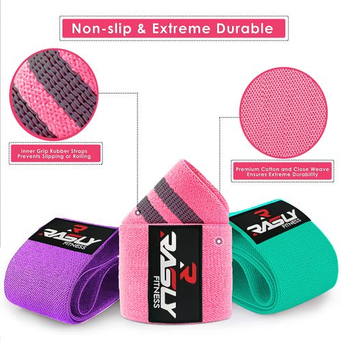 Rasly Fabric Resistance Bands for Women and Men Perfect Exercise Booty Bands Workout Bands for Legs, Thighs, & Hips Non-Slip Glute Bands Exercise Bands Resistance for Women Squat Bands Set of 3