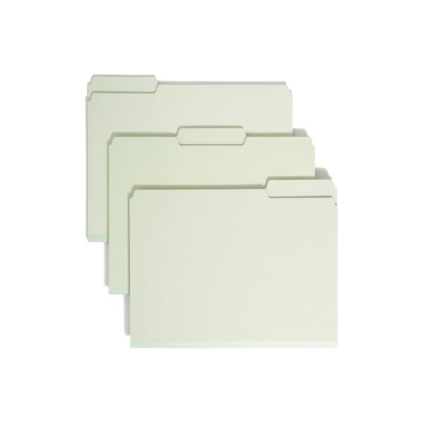 Smead Pressboard File Folder, 1/3-Cut Tab, 2" Expansion, Letter Size, Gray/Green, 25 per Box (13234)