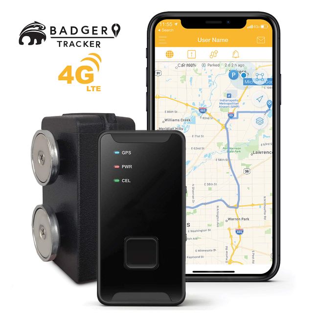 Badger Tracker GPS 4GLTE Real Time Tracker for Vehicles, Campers, Fleets, Assets with Waterproof Hardshell Magnetic Case