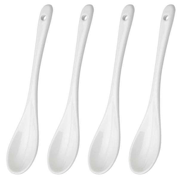 Boiled Egg Spoons Set of 4 Espresso Spoons Small Spoons for Tea Coffee Dessert (4 Ceramic Egg Spoons)