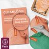 Cleanlogic Bath & Body Exfoliating Soap Saver, Exfoliator Scrubber Pouch, Daily Skincare Routine for Smooth Clean Skin, Assorted Colors, 3 Count Value Pack