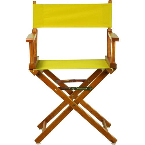 HomeStock Antique 18" Director's Chair Solid Wood Folding Chair with Armrests, Canvas Seat, Compact Foldable Frame, 33.75 x 21.75 x 16 in, 18 in Seat Height, Weighs 10 lb Bright Yellow/18-Inch Honey