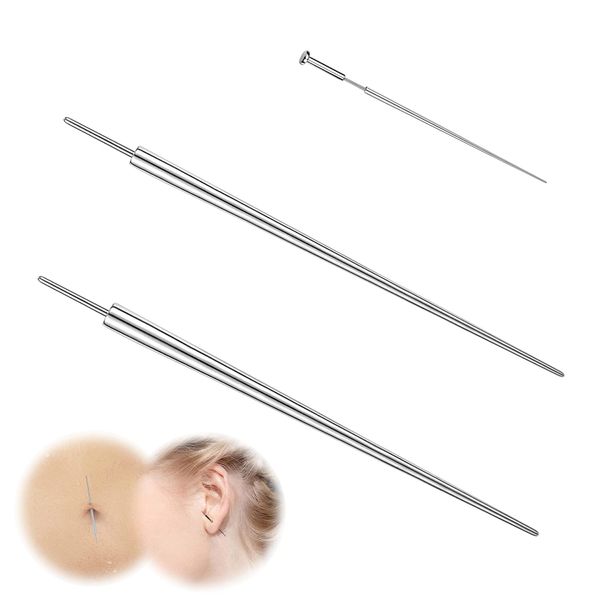 ZS 2Pcs G23 Titanium Insertion Pin Taper for Nose Ear Navel Lip Threadless Piercings Jewelry Kit, 18/16/14G Push in Body Piercing Stretching Kit Assistant Tool (16G/14G)