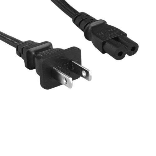 Kentek 1 Feet 2 Prong AC Power Cord NEMA1-15P/IEC320 C7 18 AWG 10A 125V Non-Polarized Black Figure 8 Shape