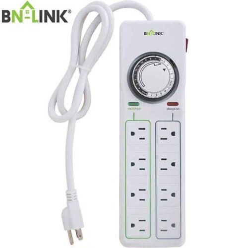 BN-LINK 8 Outlet Surge Protector with Mechanical Timer (4 Timed + 4 Always On)
