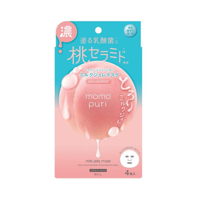 Momopuri Moisturizing Dense Milk Jelly Mask, Face Mask, 4 Pieces