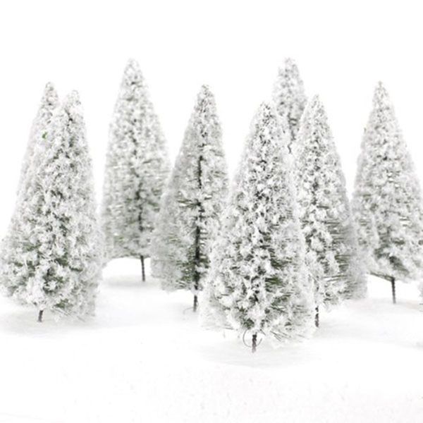 Cedar Trees Model 10 Pcs Landscape Sand table model white Landscape Plant for DIY Craft Scenery Landscape 10cm