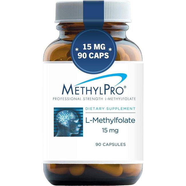 Methylpro 15mg L-methylfolate (90capsules) professional strength active methylfolate 5-MTHF mood homocysteine ​​methylation ratio GMO gluten free (no filler), quantity, see details