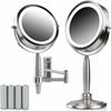 Ovente LED 3 in 1 Makeup Mirror 7 Inch 1x 8x Nickel Brushed MFM70BR1X8X
