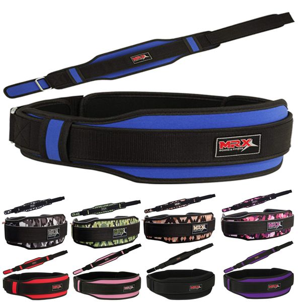 MRX Weight Lifting Belt with Double Back Support Gym Training 5" Wide Belts 11 Colors (Blue, Large)