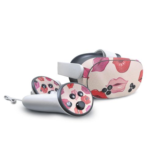 Glossy Glitter VR Skin Compatible with Meta Quest 3S - Many Kisses - Premium 3M Vinyl Protective Wrap Decal Cover - Easy to Apply | Crafted in The USA by MightySkins