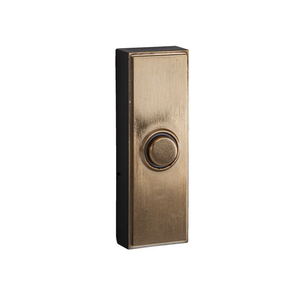 Craftmade PB5011-SB Surface Mount Rectangular Lighted LED Door Bell Push Button, 3" H x 1"W, Satin Brass