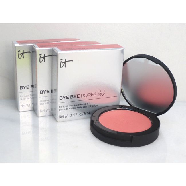 IT COSMETICS BYE BYE PORES BLUSH NATURALLY PRETTY (WARM PEACH) 0.192 OZ LOT OF 3