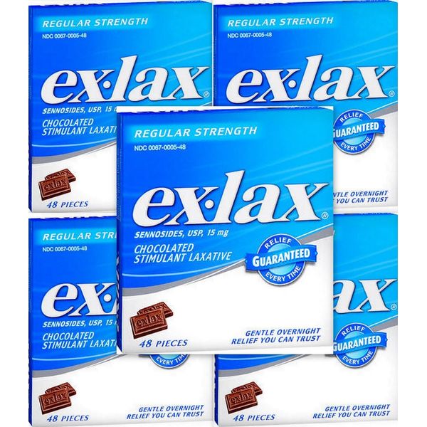 Ex Lax Chocolate Pieces Regular Strength 48 Each ( Pack of 5 ) ^