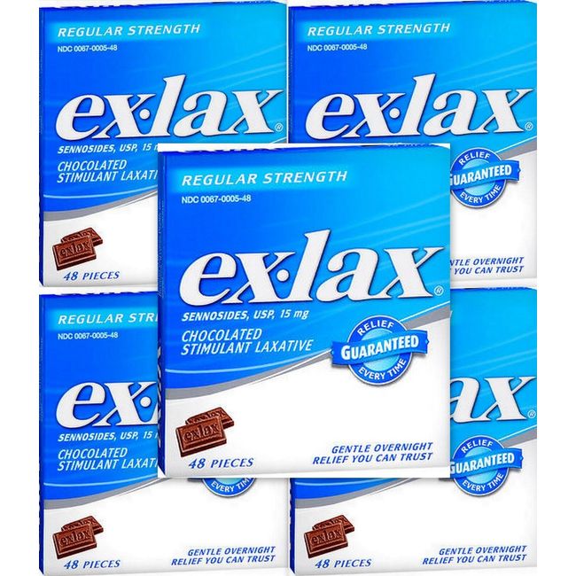 Ex Lax Chocolate Pieces Regular Strength 48 Each ( Pack of 5 ) ^