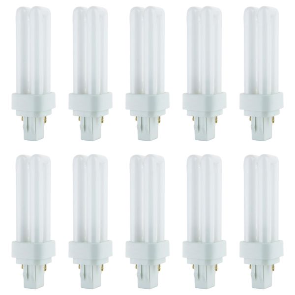 Sunlite 40543 PLD13/SP65K/10PK Double Twin Tube Compact Fluorescent Lamp, PLD 2-Pin, 13 Watts, 660 Lumens, 6500K Daylight, 2-Pin (GX23-2) Base, 10 Pack