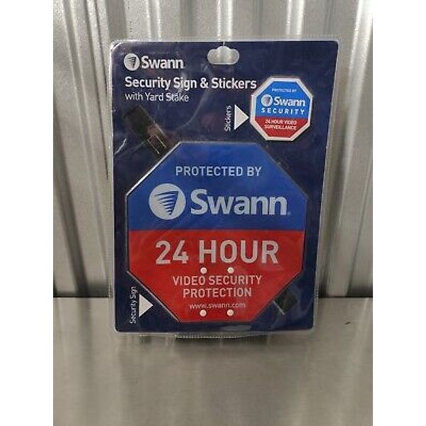 Protected By Swann Home Security Camera Sign for Yard and Stickers