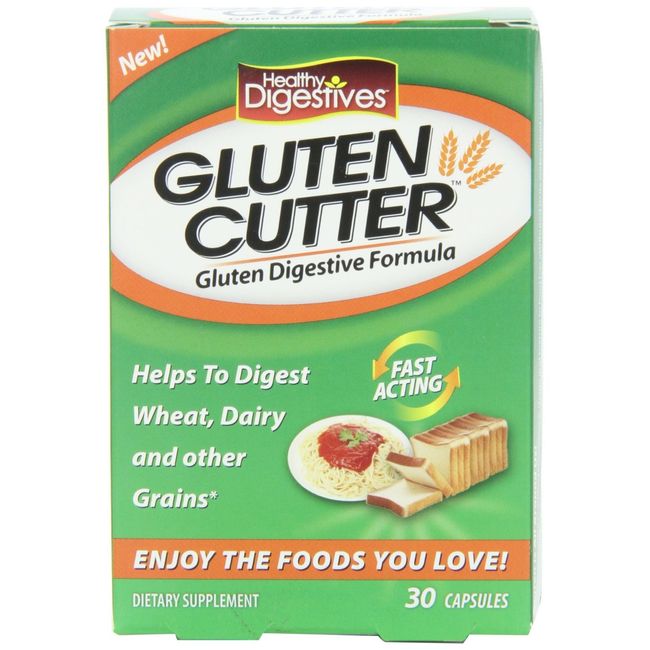 (Pack of 3) Healthy Digestives Gluten Cutter, Dietary Supplement, 30 Capsules Each