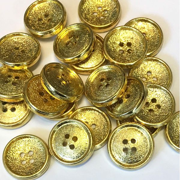 10 x 22mm Hammered Gold Metallic Buttons