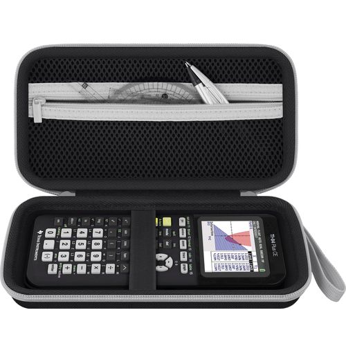 Baval Calculator Case Compatible with Texas Instruments TI-84 Plus CE/TI-84 Plus/TI-Nspire CX II CAS/TI-Nspire CX II/TI-83 Plus/TI-89 Titanium Color Graphing Calculator(Black Case,White Zipper)